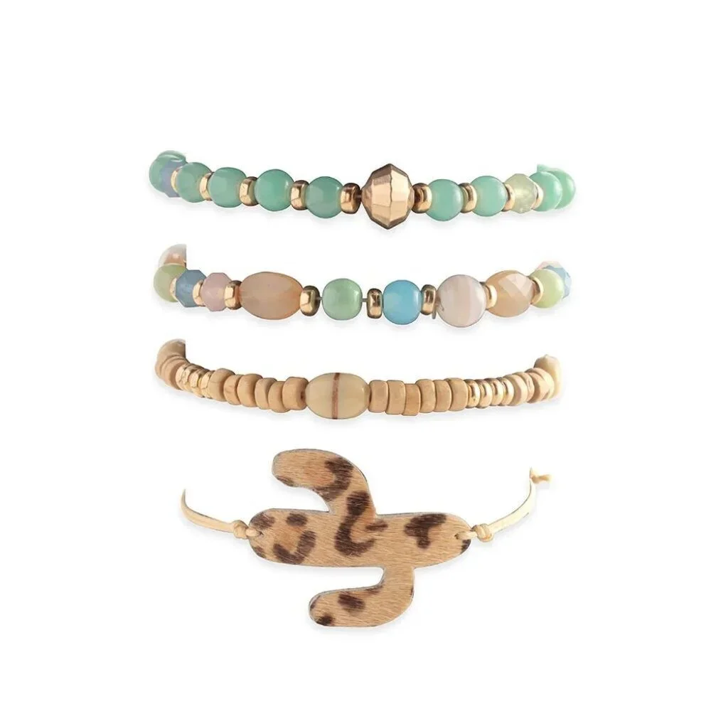 Myra Dessert Sentinel Stacked Bracelet Leopard Cactus